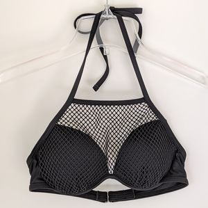 Black Xhilaration Mesh Bikini Halter Top